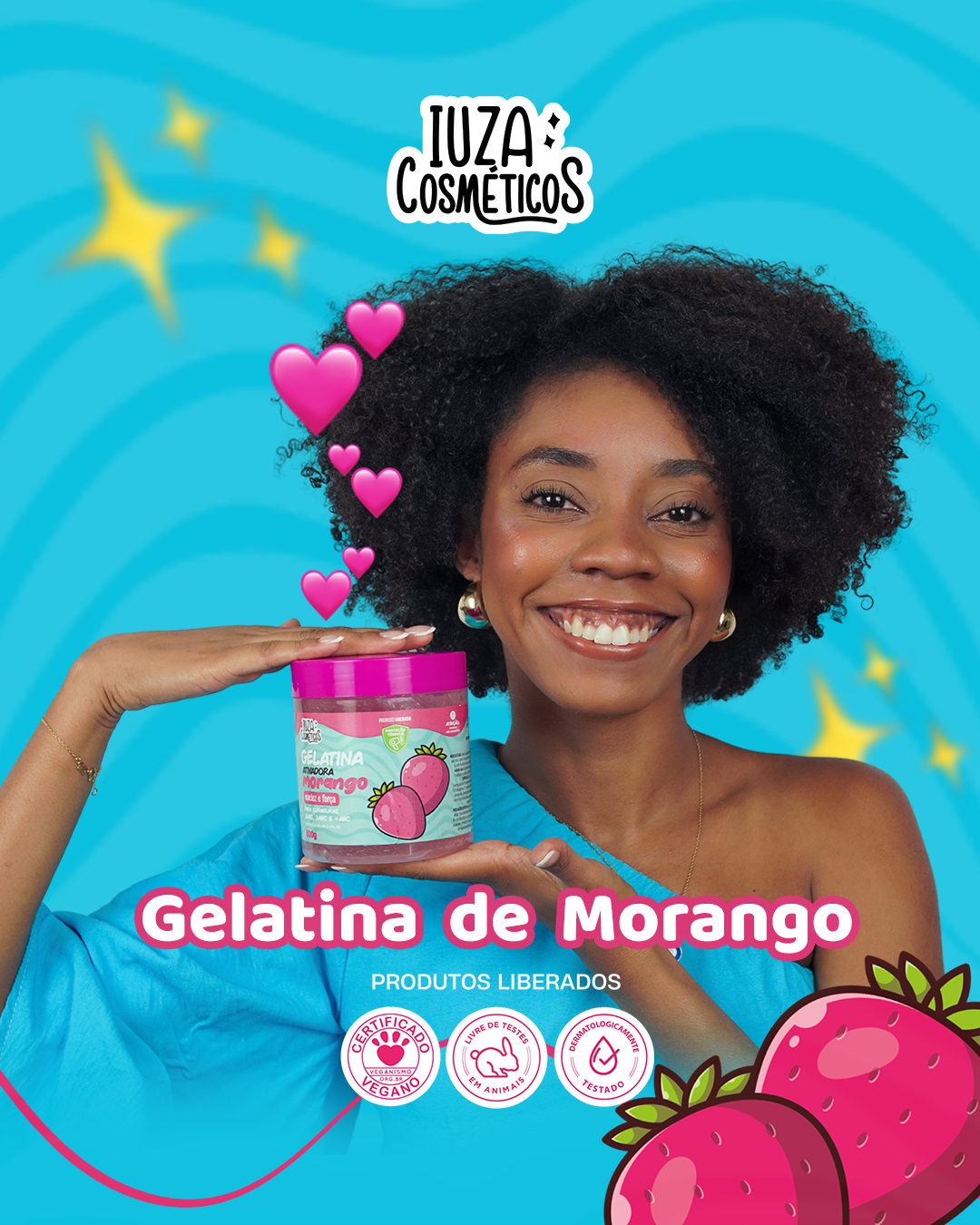 GELATINA ATIVADORA DE MORANGO IUZA COSMETICOS