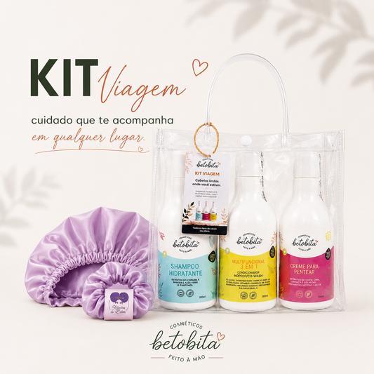 Betobita Kit Viagem 300ml Edição Limitada com Creme para Pentear Multifuncional e Shampoo Hidratante Venda Sazonal