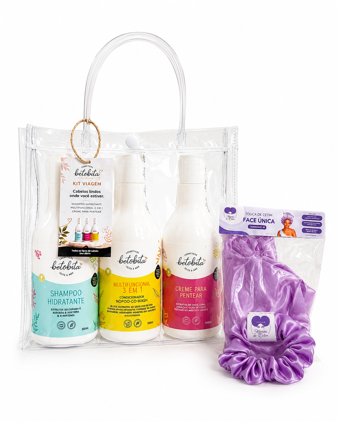 Betobita Kit Viagem 300ml Edição Limitada com Creme para Pentear Multifuncional e Shampoo Hidratante Venda Sazonal