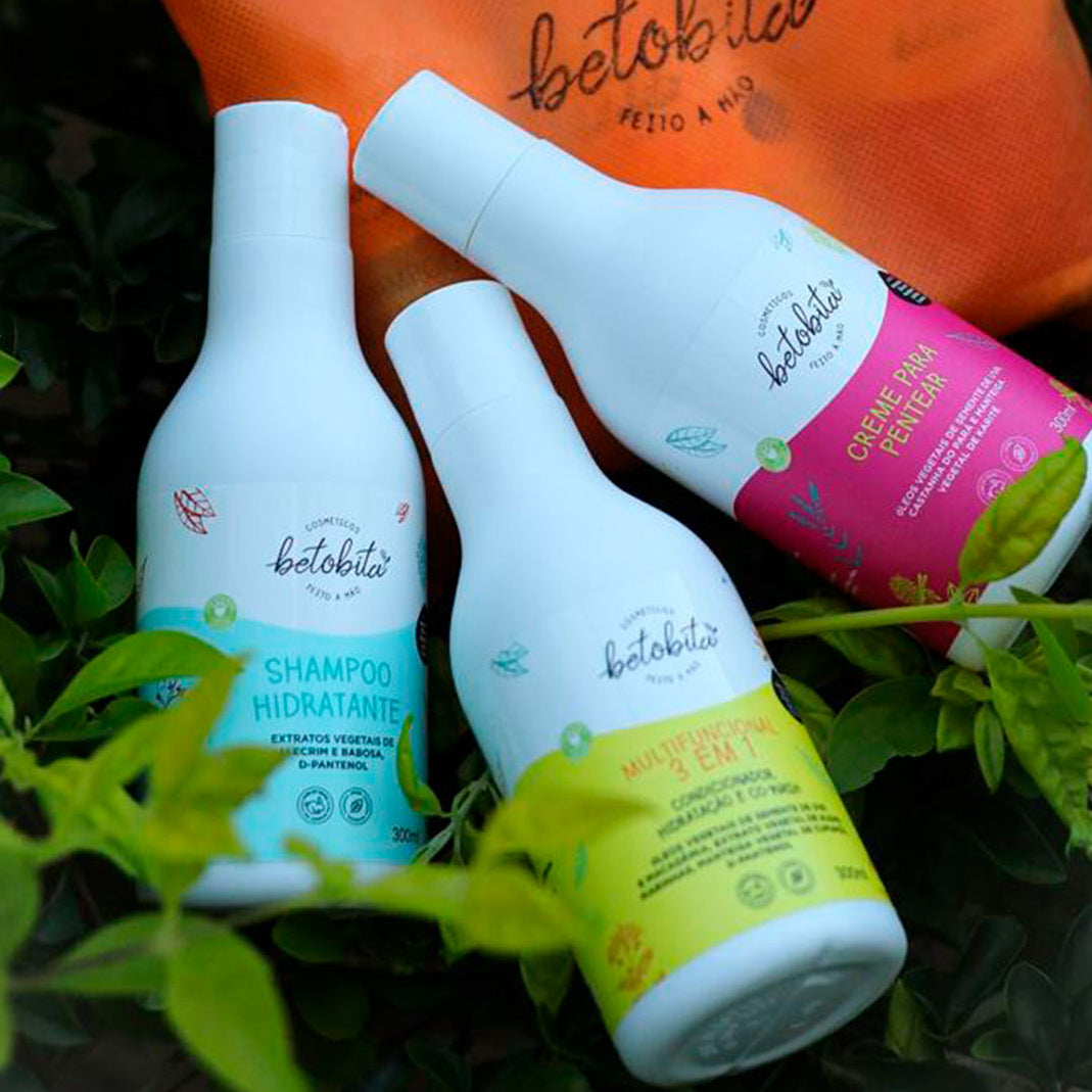 Betobita Kit Viagem 300ml Edição Limitada com Creme para Pentear Multifuncional e Shampoo Hidratante Venda Sazonal