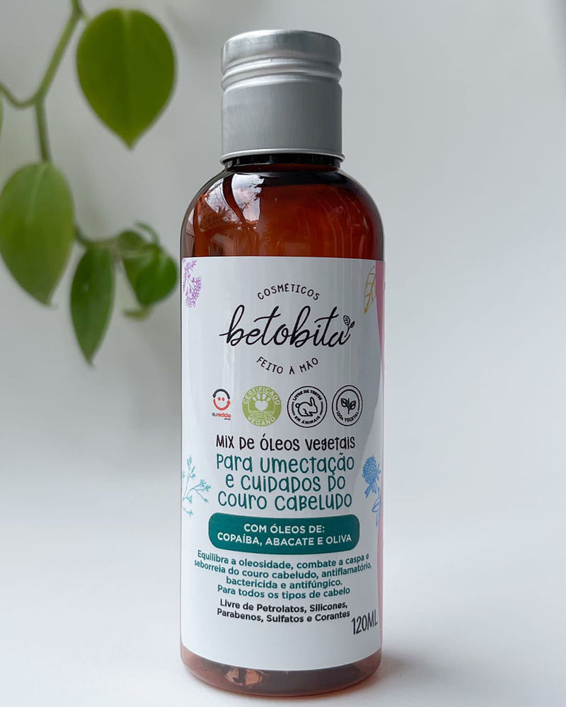 Mix de Óleos Vegetais para Umectação e Cuidados do Couro Cabeludo 120ml